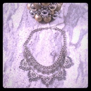 Silver & Gray Stone Necklace